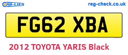 FG62XBA are the vehicle registration plates.
