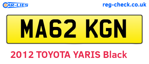 MA62KGN are the vehicle registration plates.
