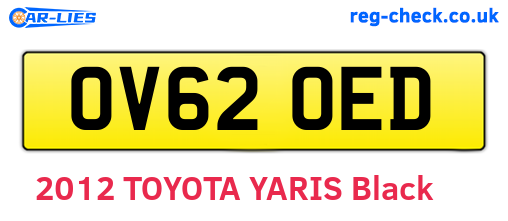 OV62OED are the vehicle registration plates.