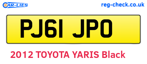 PJ61JPO are the vehicle registration plates.