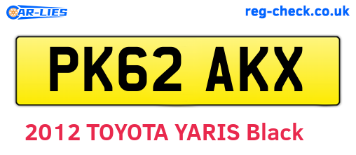 PK62AKX are the vehicle registration plates.
