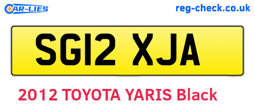 SG12XJA are the vehicle registration plates.
