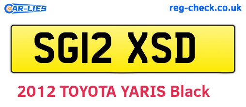 SG12XSD are the vehicle registration plates.