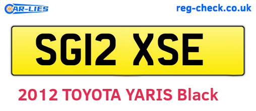 SG12XSE are the vehicle registration plates.