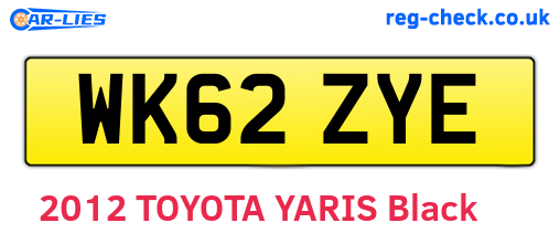 WK62ZYE are the vehicle registration plates.