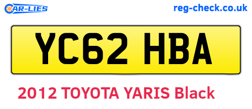 YC62HBA are the vehicle registration plates.