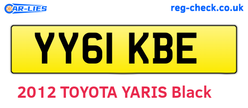 YY61KBE are the vehicle registration plates.