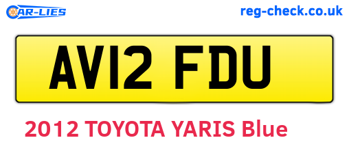 AV12FDU are the vehicle registration plates.