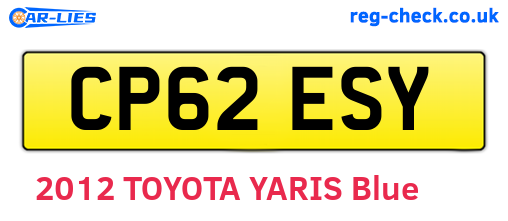 CP62ESY are the vehicle registration plates.