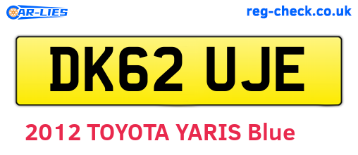 DK62UJE are the vehicle registration plates.
