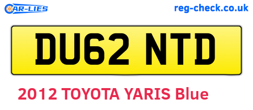 DU62NTD are the vehicle registration plates.