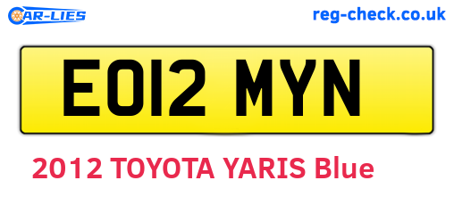 EO12MYN are the vehicle registration plates.