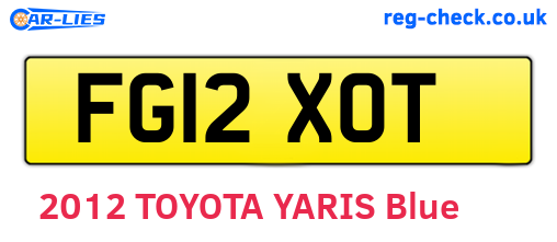 FG12XOT are the vehicle registration plates.