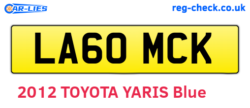LA60MCK are the vehicle registration plates.