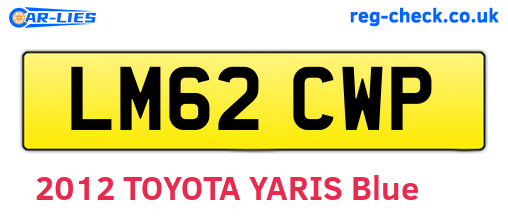 LM62CWP are the vehicle registration plates.