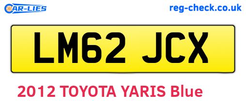 LM62JCX are the vehicle registration plates.