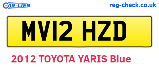 MV12HZD are the vehicle registration plates.