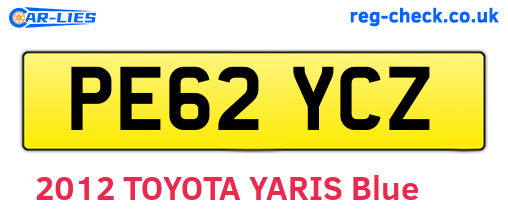 PE62YCZ are the vehicle registration plates.