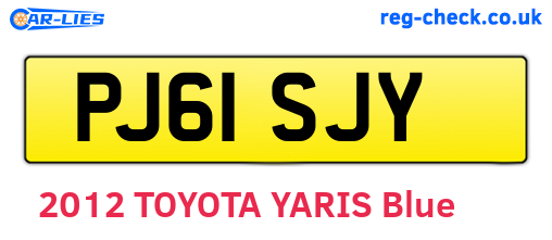 PJ61SJY are the vehicle registration plates.