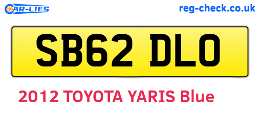 SB62DLO are the vehicle registration plates.