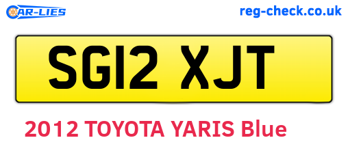SG12XJT are the vehicle registration plates.