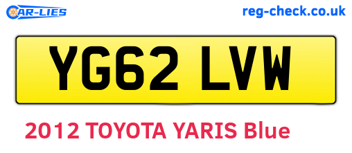 YG62LVW are the vehicle registration plates.