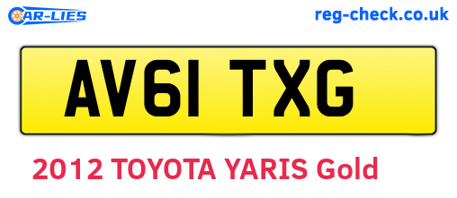 AV61TXG are the vehicle registration plates.