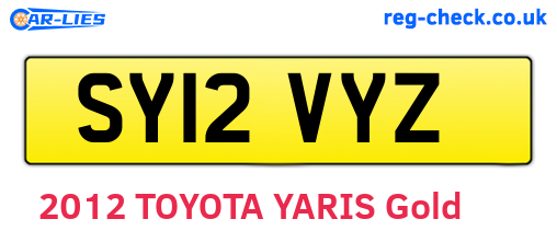 SY12VYZ are the vehicle registration plates.