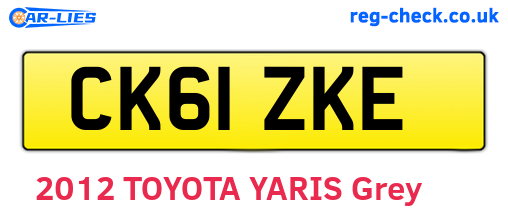 CK61ZKE are the vehicle registration plates.
