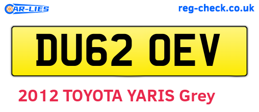 DU62OEV are the vehicle registration plates.