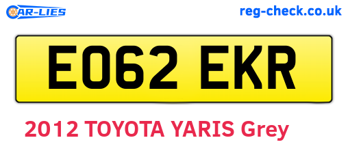 EO62EKR are the vehicle registration plates.