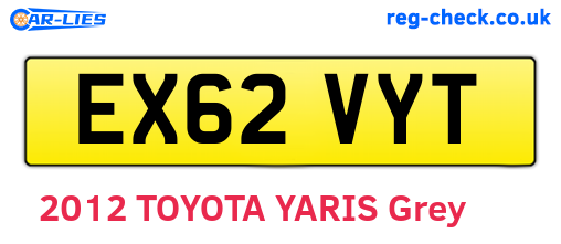 EX62VYT are the vehicle registration plates.