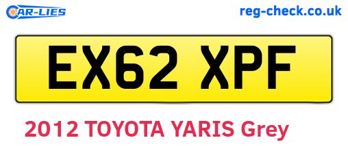 EX62XPF are the vehicle registration plates.