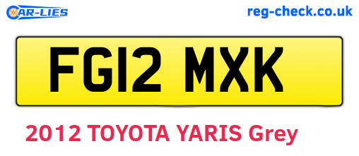 FG12MXK are the vehicle registration plates.