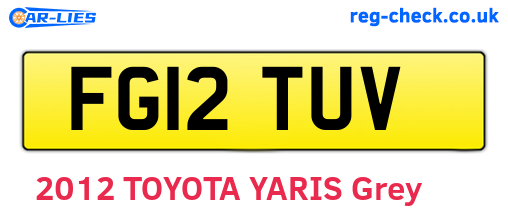 FG12TUV are the vehicle registration plates.