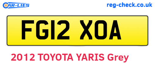 FG12XOA are the vehicle registration plates.