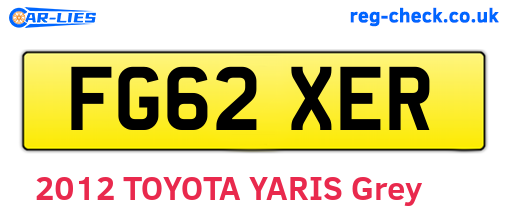 FG62XER are the vehicle registration plates.