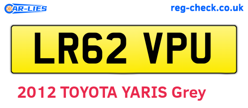 LR62VPU are the vehicle registration plates.