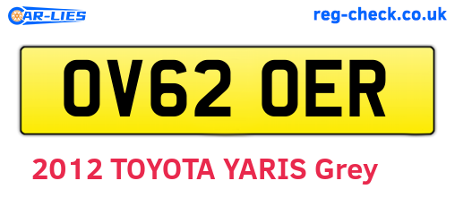 OV62OER are the vehicle registration plates.