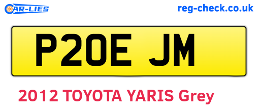P20EJM are the vehicle registration plates.