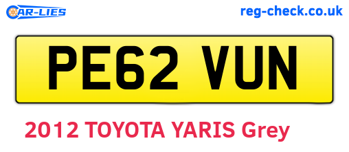 PE62VUN are the vehicle registration plates.