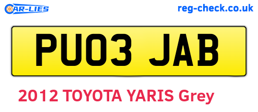 PU03JAB are the vehicle registration plates.
