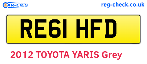 RE61HFD are the vehicle registration plates.