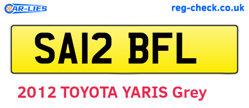 SA12BFL are the vehicle registration plates.