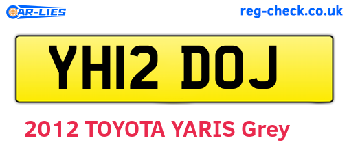 YH12DOJ are the vehicle registration plates.