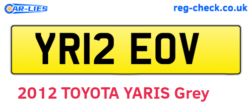 YR12EOV are the vehicle registration plates.
