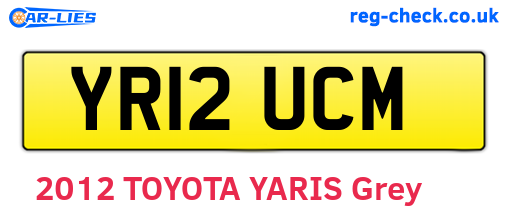 YR12UCM are the vehicle registration plates.