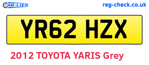YR62HZX are the vehicle registration plates.