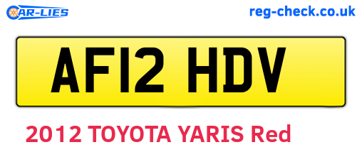 AF12HDV are the vehicle registration plates.