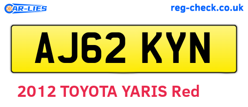 AJ62KYN are the vehicle registration plates.